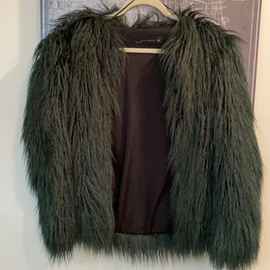 Zara Emerald Green Faux Fur Jacket